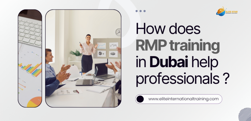 A professional training session in Dubai, featuring charts and graphs, emphasizes the benefits of RMP training in dubai for career advancement.